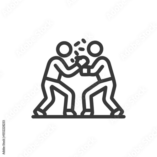 Stylized Boxing Match Icon: Two Figures Clashing Fists in Combat
