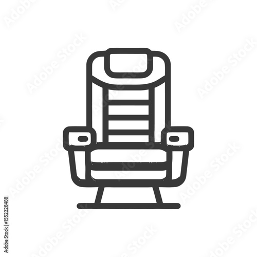 Minimalist Icon of a Comfortable Armchair with Headrest and Armrests