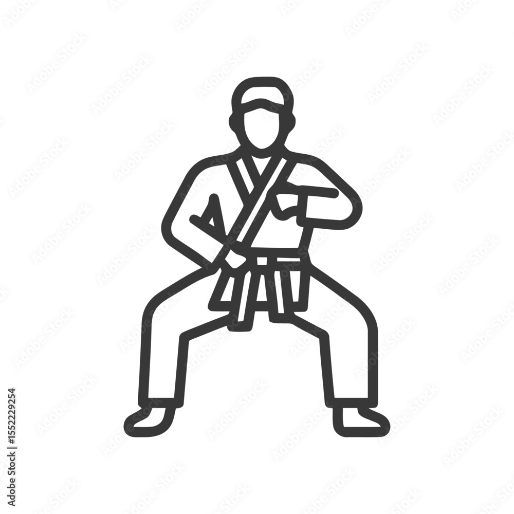Minimalist Karate Stance Icon: Focused Martial Arts Training Illustration Minimalist Karate Stance Icon: Focused Martial Arts Training Illustration