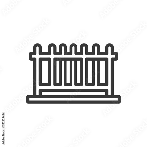Minimalist Fence Line Art: Simple Boundary Illustration on White Background