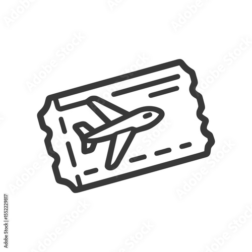 Airplane Ticket Icon: Bold Outline Design for Travel and Transportation Concepts