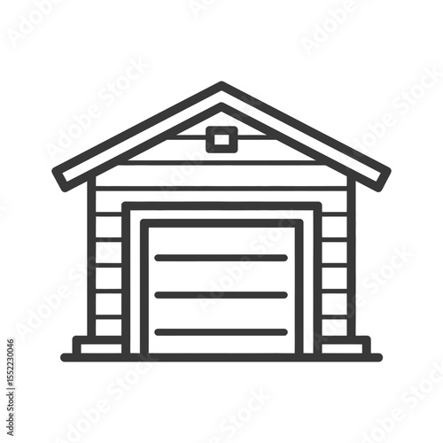 Minimalist Garage Icon: Clean Line Art Depicting Storage Structure