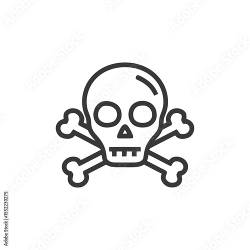 Minimalist Skull and Crossbones Icon on White Background