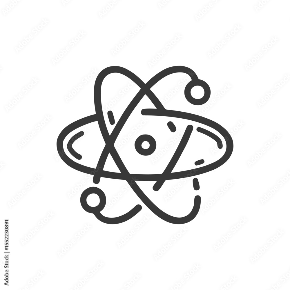 Atomic Structure Icon: Orbiting Electrons, Scientific Symbolism, Minimalist Design Atomic Structure Icon: Orbiting Electrons, Scientific Symbolism, Minimalist Design