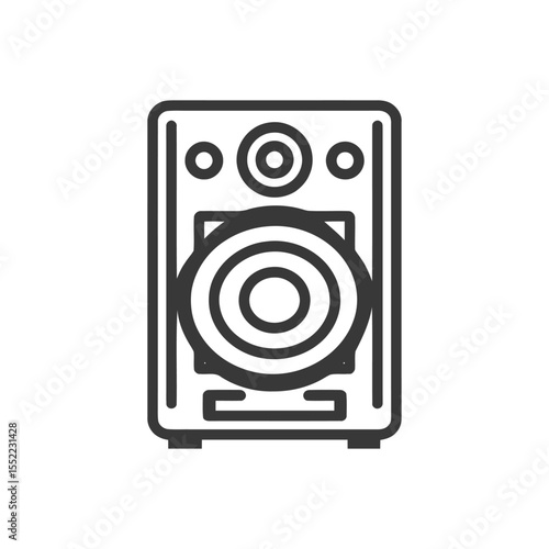 Minimalist Speaker Icon: Bold Outline on White Background, Audio Equipment Symbol