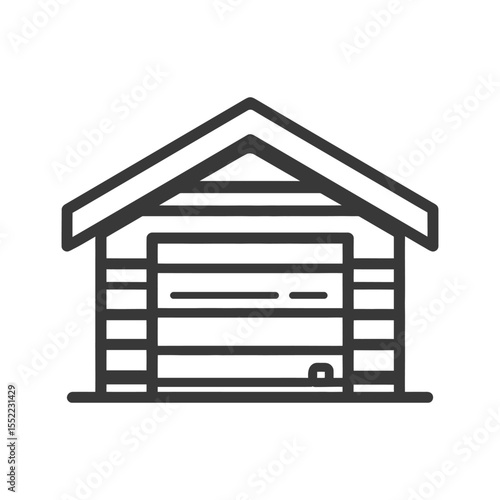 Minimalist Garage Icon: Simple Outline of a Storage Building