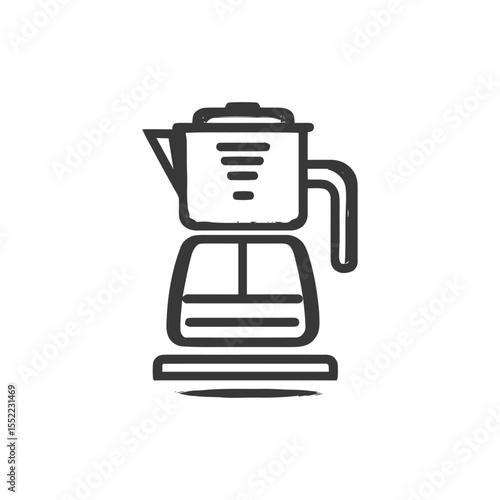 Minimalist Coffee Percolator Icon: Bold Outline, Retro Style, Isolated on White