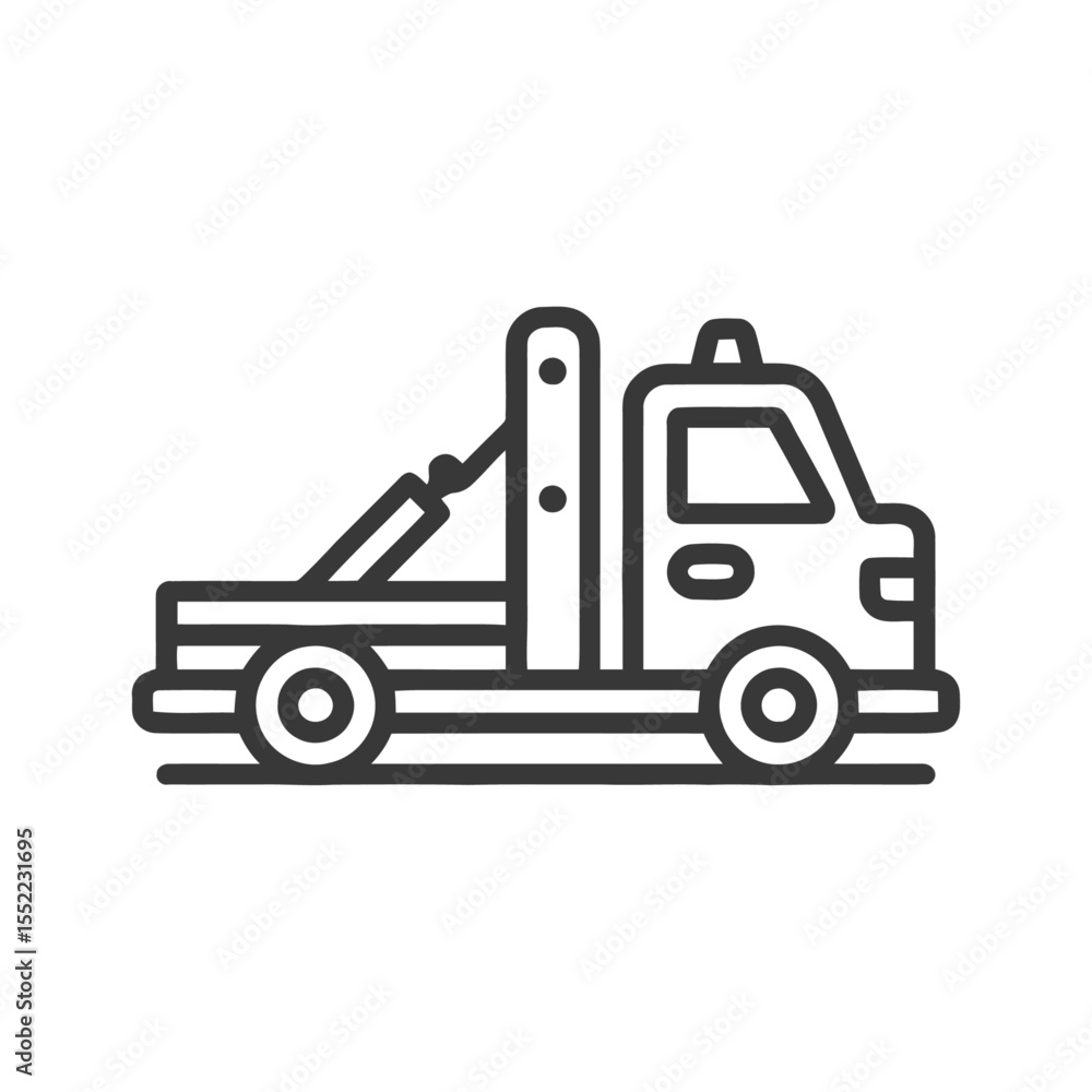 Naklejka premium Minimalist Tow Truck Icon: Bold Outline, Automotive Assistance Symbol