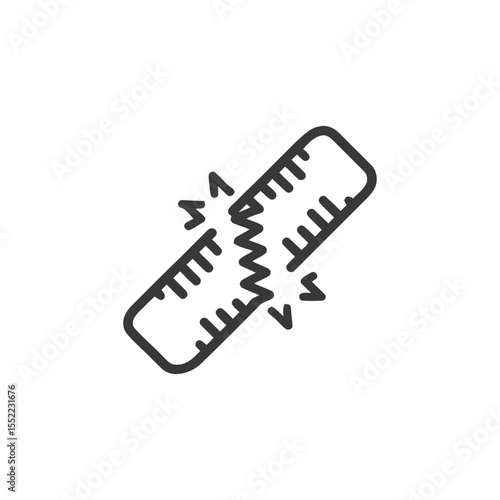 Broken Ruler Icon: Measurement Failure, Precision Lost, Damaged Tool Symbol