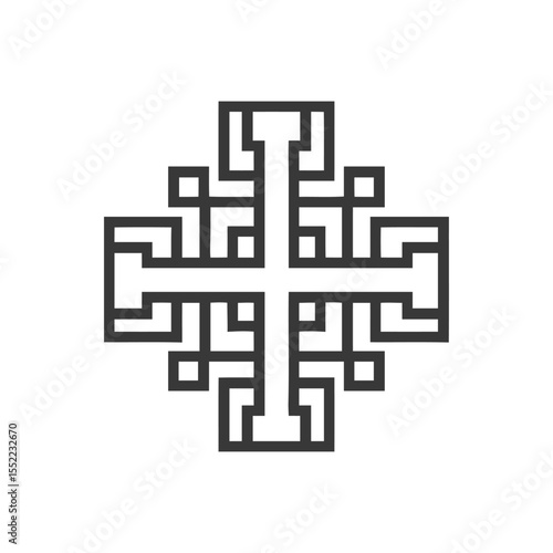 Jerusalem Cross Icon: Geometric Symbol of Christianity in Minimalist Design