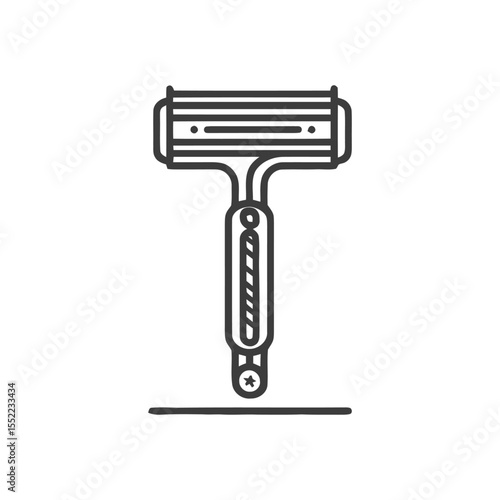 Minimalist Razor Icon: Clean Shave, Grooming Essential, Line Art