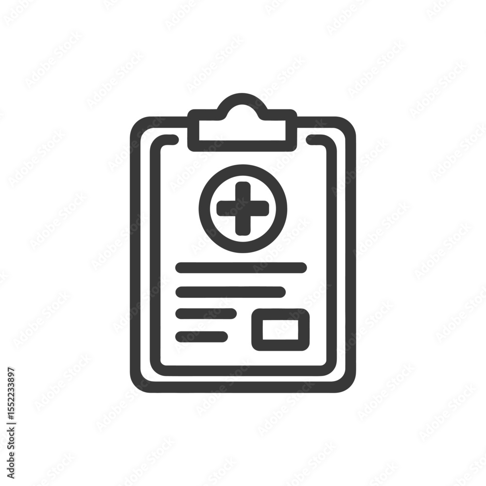 Medical Clipboard Icon: Health Record, Diagnosis, and Treatment Symbol Medical Clipboard Icon: Health Record, Diagnosis, and Treatment Symbol