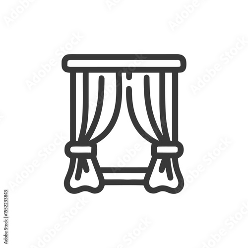 Elegant Window Curtains Icon: Minimalist Design for Interior Decor