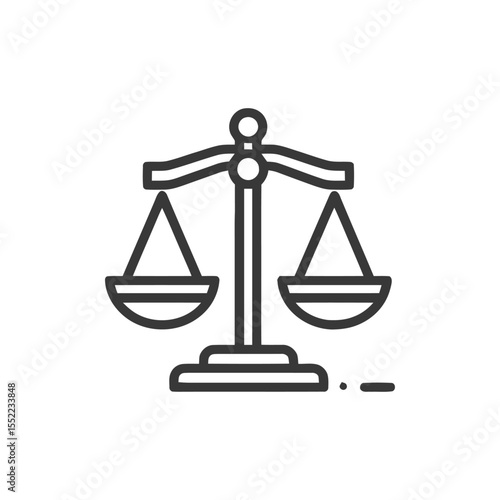 Minimalist Scales of Justice Icon: Law, Balance, and Equality Symbol