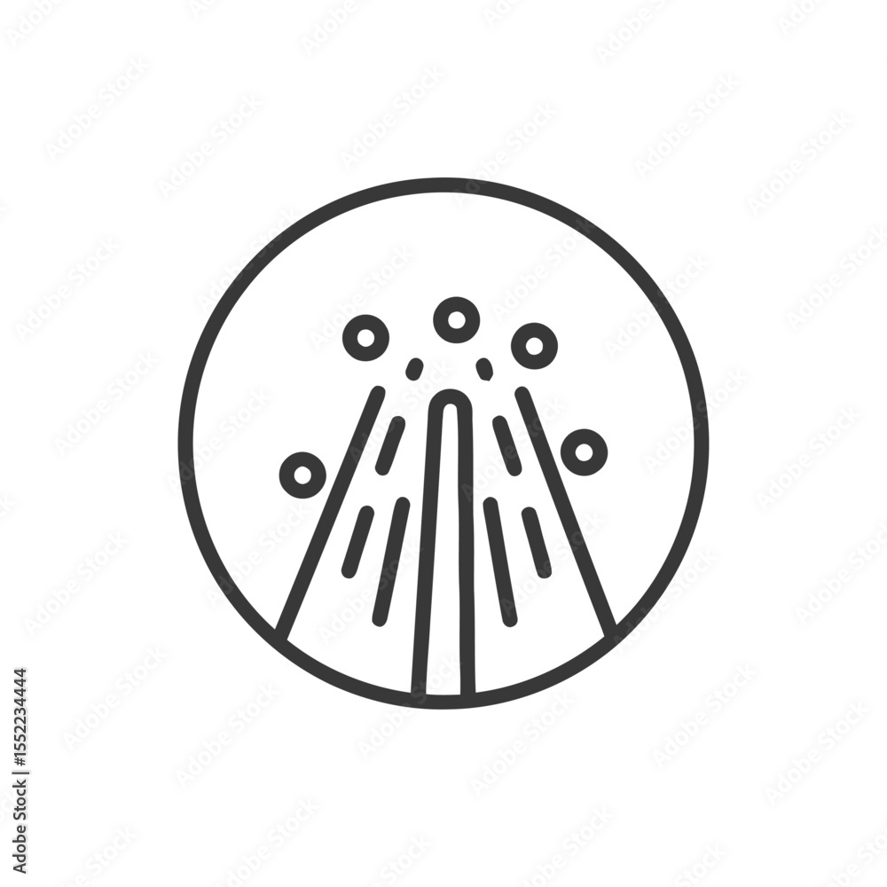 Fototapeta premium Minimalist Fountain Icon: Circular Design with Water Jets and Bubbles