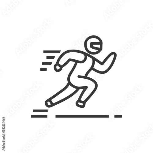 Minimalist Icon of a Racer in Motion with Speed Lines