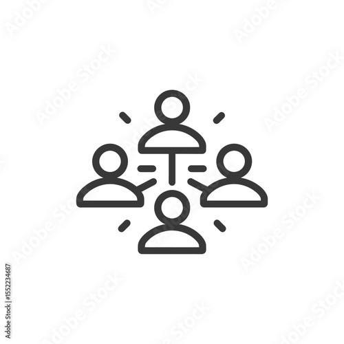 Network Connection Icon: Hierarchical Structure with Radiating Lines on White