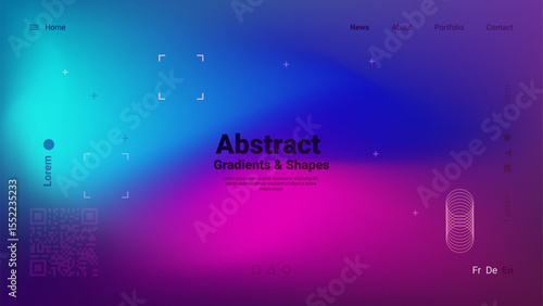A colorful digital background featuring smooth gradients of blue and pink, with simple geometric shapes. This design emphasizes modern aesthetics and creativity.