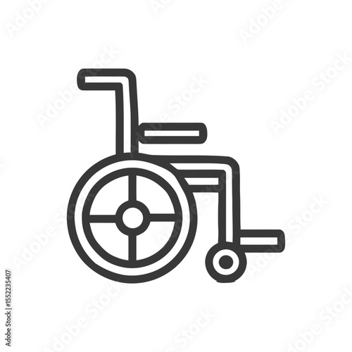 Minimalist Wheelchair Icon: Accessibility, Disability, Healthcare Symbol in Bold Outline