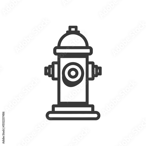 Bold Outline of a Fire Hydrant on White Background