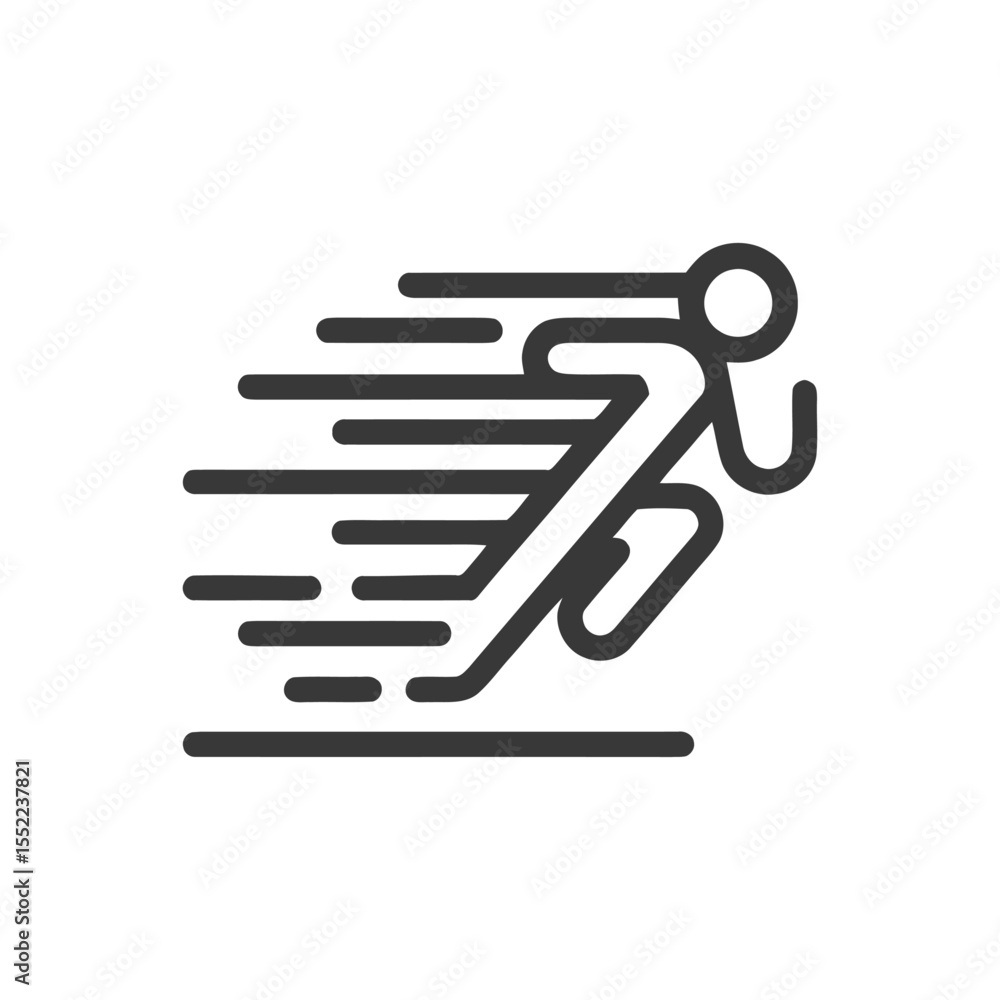 Fototapeta premium Dynamic Runner Icon: Minimalist Motion Graphic with Speed Lines and Bold Design