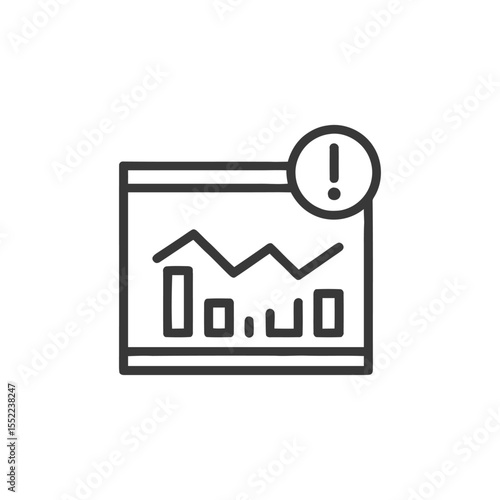 Warning Sign on a Data Chart: Line Icon, Business Alert