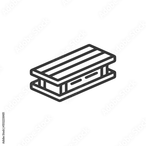 Wallpaper Mural Minimalist Line Art: Isometric Wooden Sled Icon on White Background Torontodigital.ca