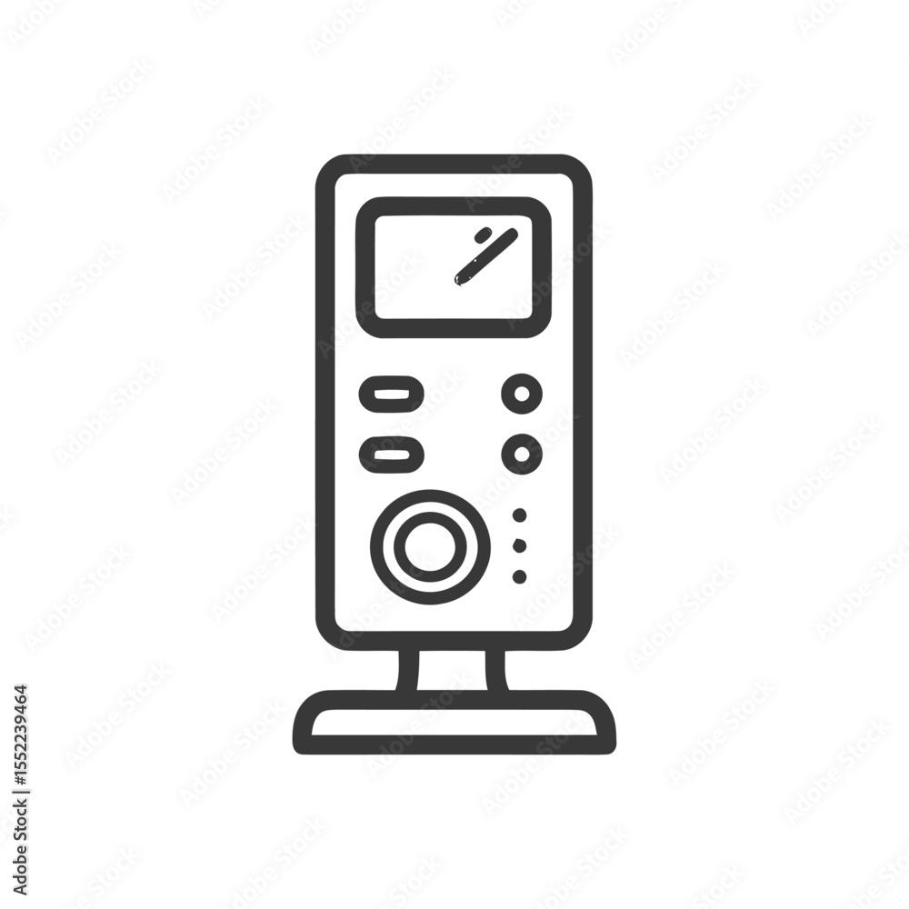 Modern Baby Monitor Icon: Minimalist Design with Display and Buttons