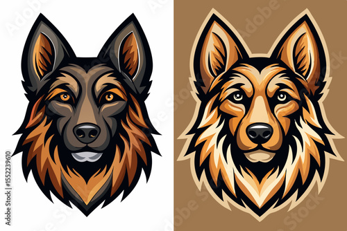 Stylized german shepherd dog head e sports mascot design