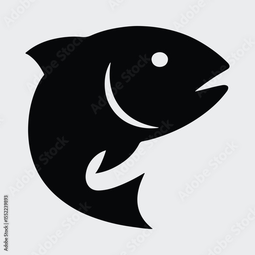 Silhouette of stylized fish icon side view Vector illustration