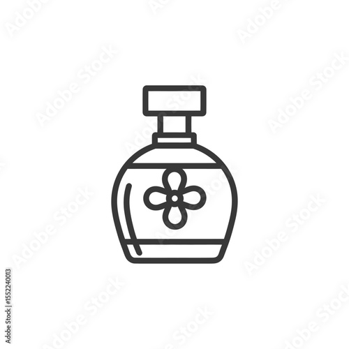 Elegant Perfume Bottle Icon with Floral Design, Minimalist Style