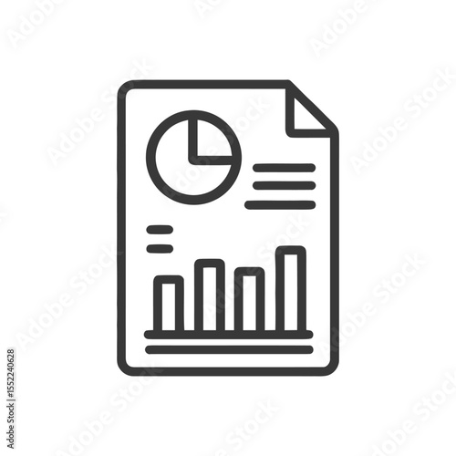 Financial Report Icon with Pie Chart and Bar Graph on Paper