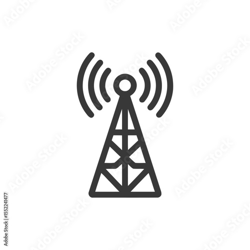 Minimalist Icon of a Communication Tower with Signal Waves