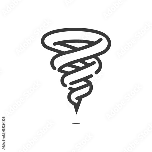 Minimalist Tornado Icon: Dynamic Weather Symbol in Bold Line Art