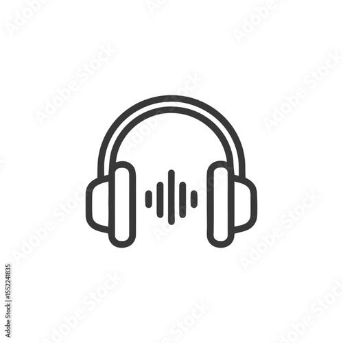 Headphones with Sound Wave Icon: Minimalist Audio Experience Symbol