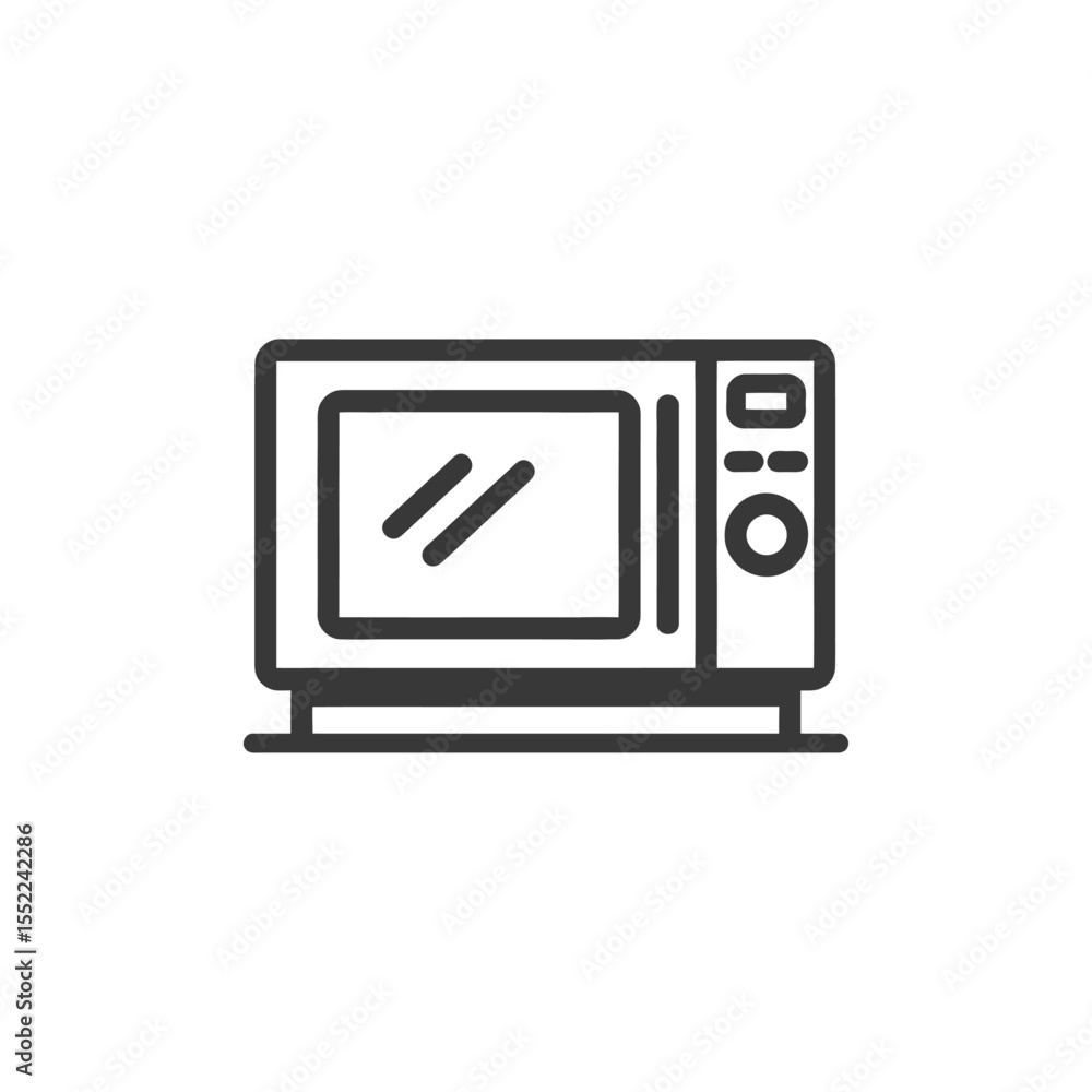 Modern Microwave Oven Icon, Kitchen Appliance Outline Design Modern Microwave Oven Icon, Kitchen Appliance Outline Design