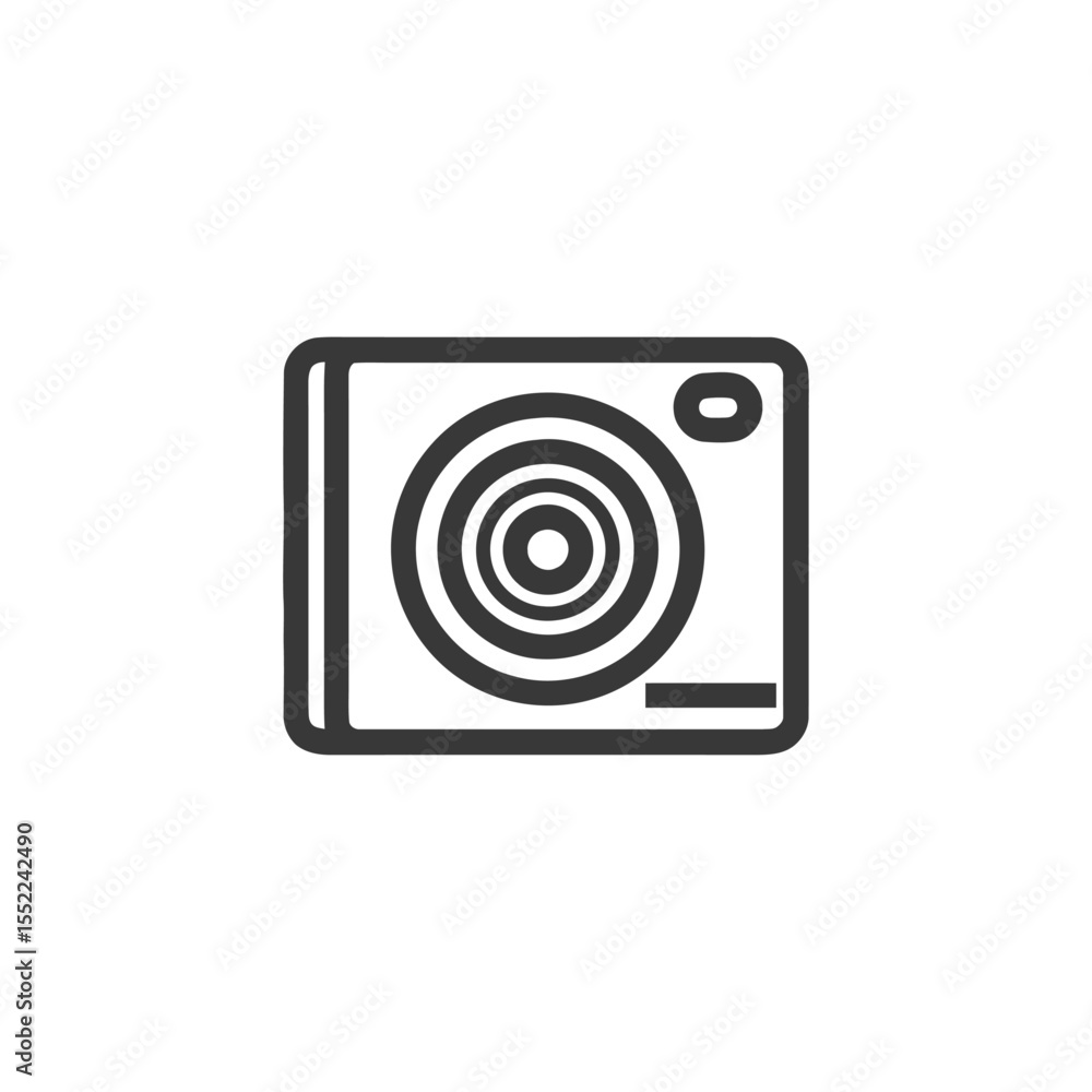 Minimalist Camera Icon: Concentric Lens Design, Bold Outline, Modern Style Minimalist Camera Icon: Concentric Lens Design, Bold Outline, Modern Style