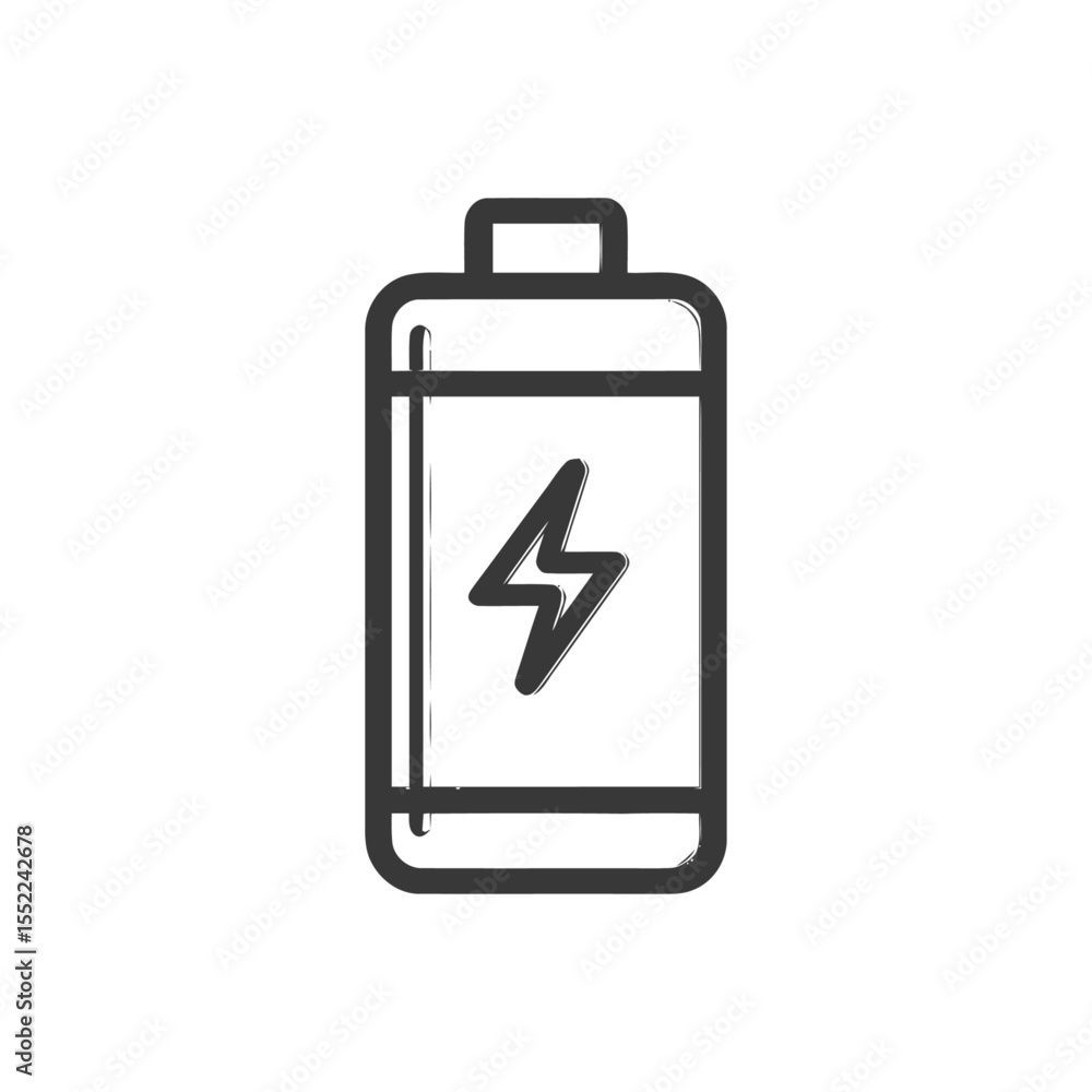 Stylized Battery Icon with Lightning Bolt, Grunge Texture, Energy Concept Stylized Battery Icon with Lightning Bolt, Grunge Texture, Energy Concept