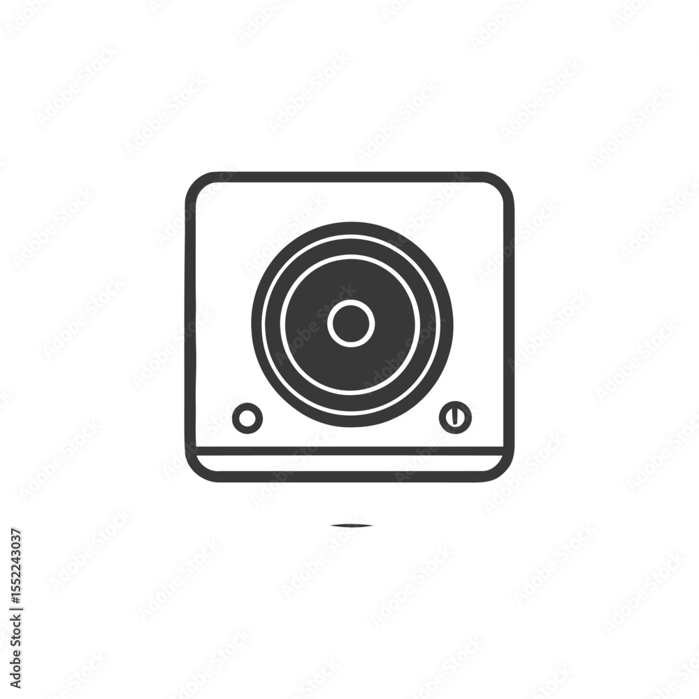 Minimalist Speaker Icon: Bold Outline, Modern Design, Audio Equipment Minimalist Speaker Icon: Bold Outline, Modern Design, Audio Equipment