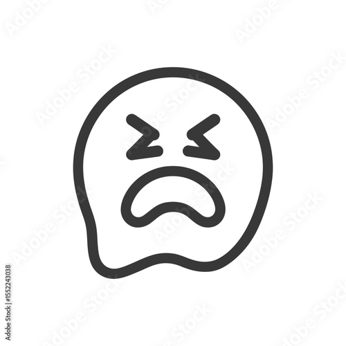 Distressed Emoji Icon: Minimalist Design with Anguished Expression