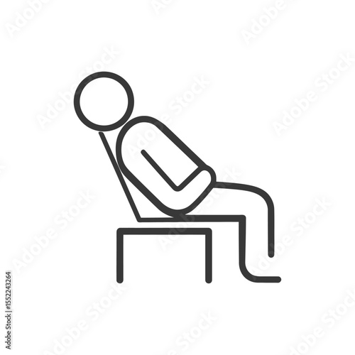 Minimalist Icon of Person Relaxing in Chair, Simple Line Art