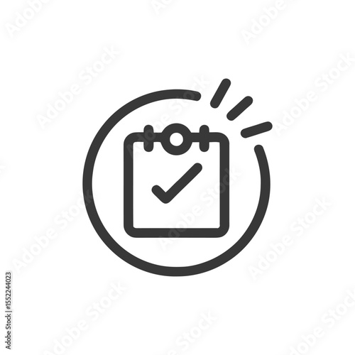 Completed Task Icon: Checkmark on Clipboard within Circle, Success Symbol
