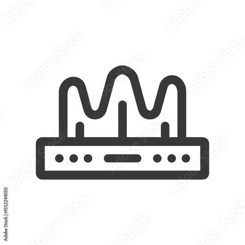 Stylized Equalizer Icon with Rounded Lines and Control Panel Details