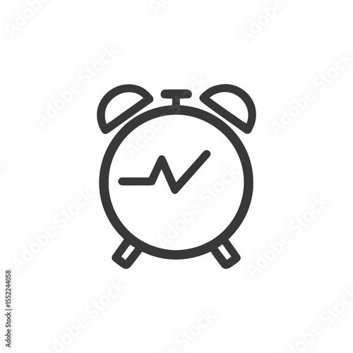 Alarm Clock Icon with Heartbeat Line, Time for Health Checkup