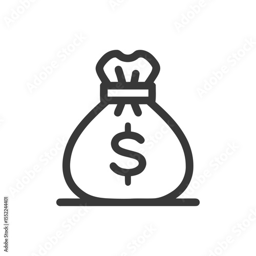 Simple Money Bag Icon with Dollar Sign on White Background