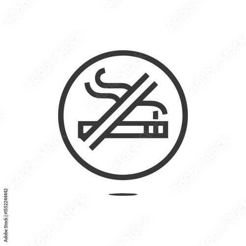 No Smoking Symbol: Minimalist Design with Cigarette and Smoke