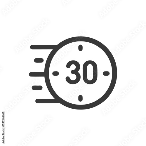 Fast Forward 30 Seconds: Minimalist Clock Icon Design with Motion Blur Effect