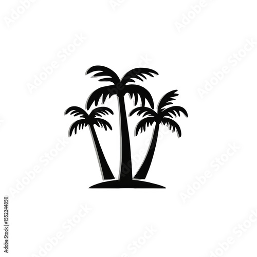 Three stylized palm trees with colorful neon outline