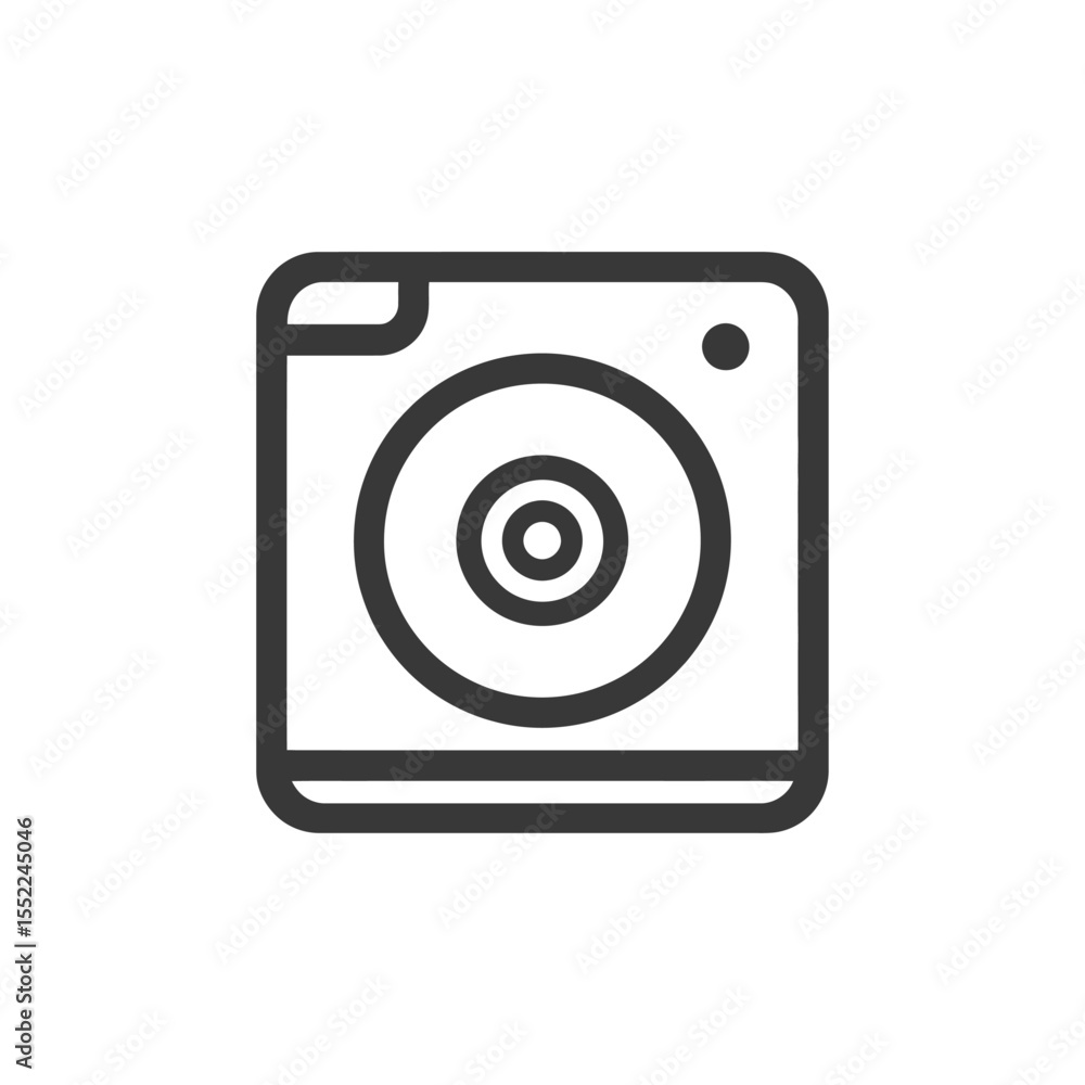 Minimalist Speaker Icon: Rounded Square with Concentric Circles and Corner Detail Minimalist Speaker Icon: Rounded Square with Concentric Circles and Corner Detail