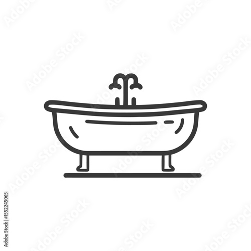 Elegant Bathtub Icon with Classic Clawfoot Design and Faucet Detail